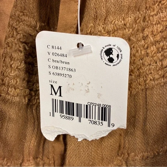 NEW Free People tan wheat babydoll dress size M puff sleeves open back - Picture 5 of 8